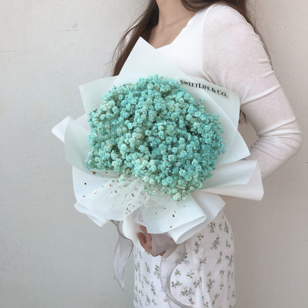 Tiffany blue baby breath bouquet. Baby breath flowers. Baby breath hand bouquet. SweetLife & Co Penang Florist.