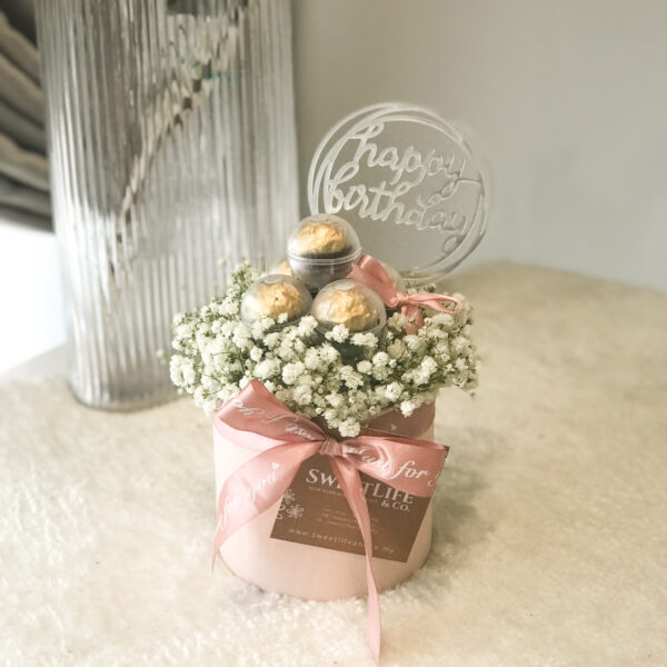 Cutie Baby Breath Flowers with Chocolate Flower Box. Chocolate bouquet. SweetLife & Co Penang Florist.