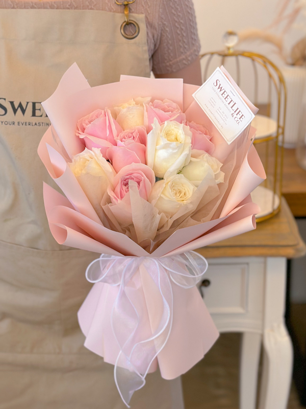 NOVA Pink Roses and White Roses Bouquet by SweetLife & Co Florist Penang