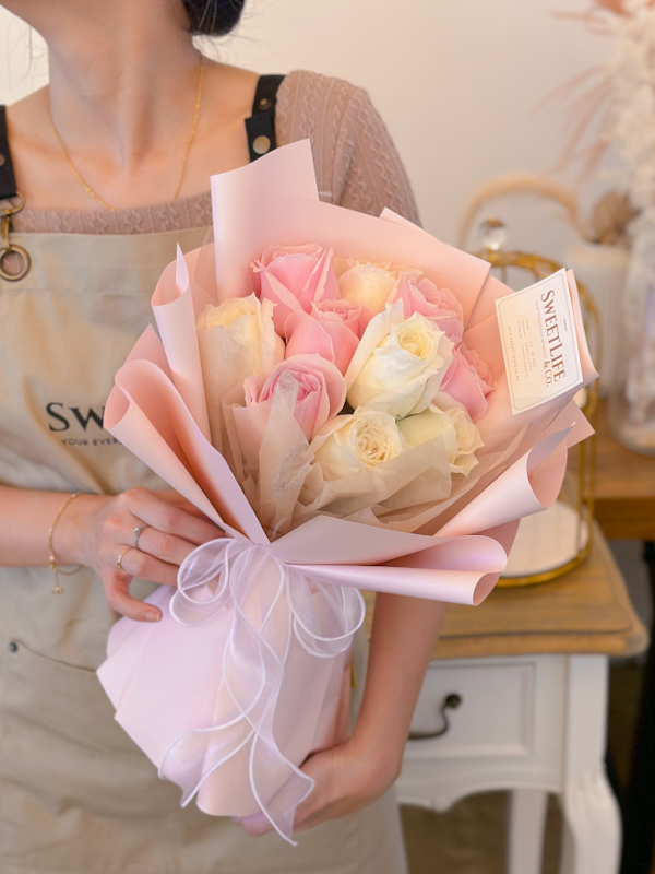 NOVA Pink Roses and White Roses Bouquet by SweetLife & Co Florist Penang