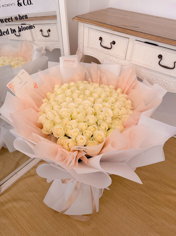 EMMA 99 White Roses Bouquet by SweetLife & Co. Florist Penang