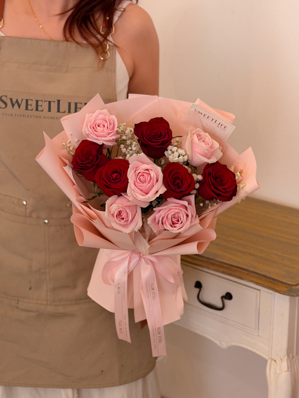 ELLEN Red & Pink Rose Bouquet M by SweetLife & Co. Florist Penang